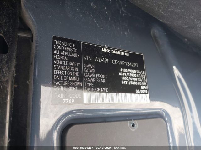 WD4PF1CD1KP134291 Mercedes-Benz Sprinter 2500 High Roof V6