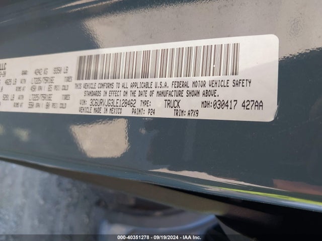 3C6URVJG3LE128462 RAM Promaster 3500 Cargo Van High Roof 159 Wb Ext