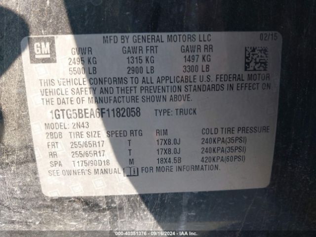 1GTG5BEA6F1182058 GMC CANYON SLE