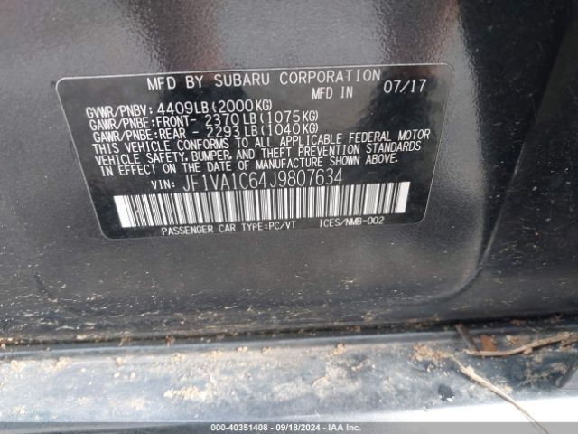 JF1VA1C64J9807634 Subaru Wrx Premium