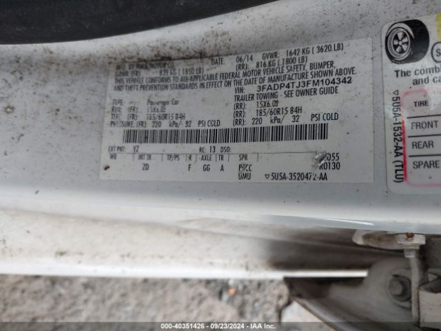3FADP4TJ3FM104342 Ford FIESTA S