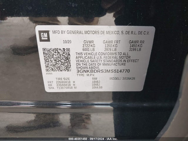 Chevrolet Blazer Fwd 3lt 2021 3GNKBDRS3MS514770 Image 9