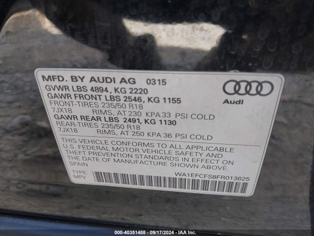 WA1EFCFS8FR013625 Audi Q3 2.0t Premium Plus