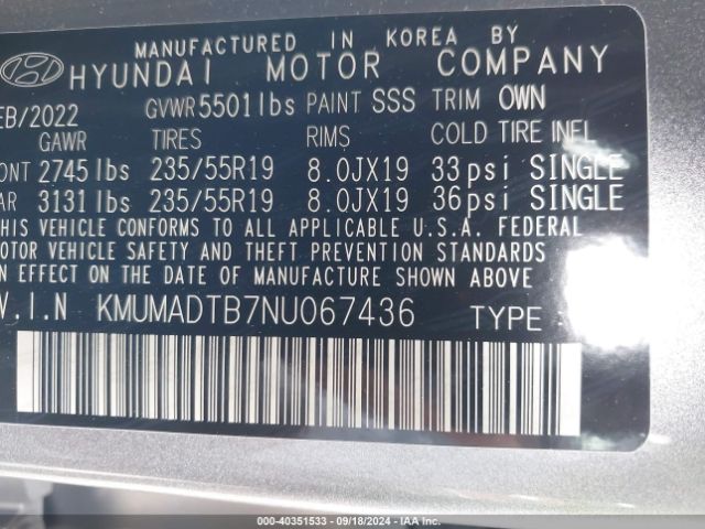 KMUMADTB7NU067436 Genesis Gv70 2.5t Awd