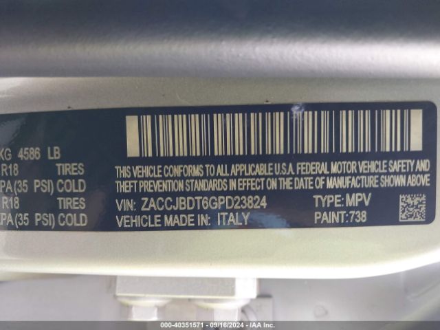 ZACCJBDT6GPD23824 Jeep Renegade Limited