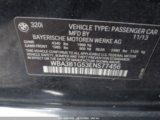 WBA3B1G53ENS77456 BMW 320i