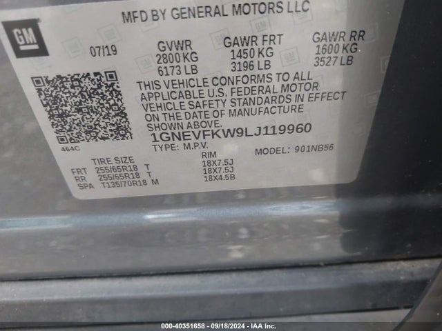 Chevrolet Traverse Awd Ls 2020 1GNEVFKW9LJ119960 Image 9