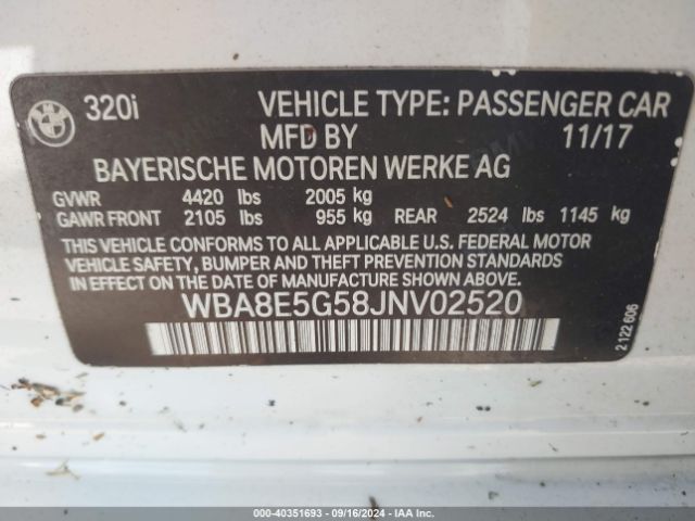 WBA8E5G58JNV02520 BMW 320i Xdrive