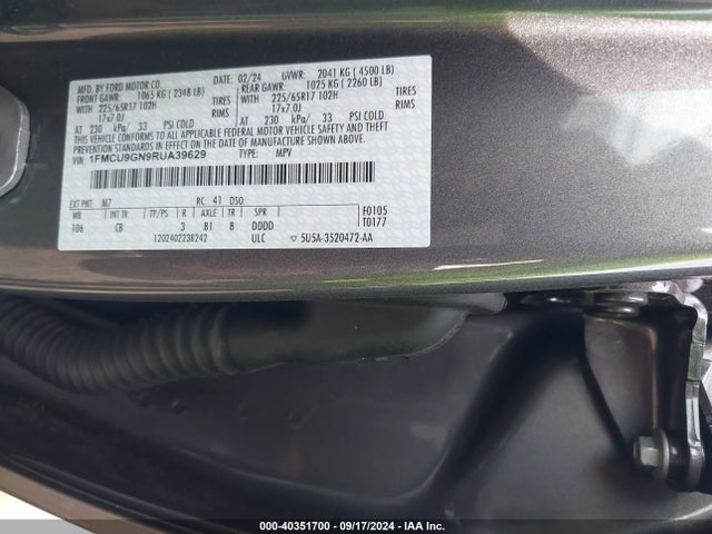 Ford Escape Active 2024 1FMCU9GN9RUA39629 Image 9