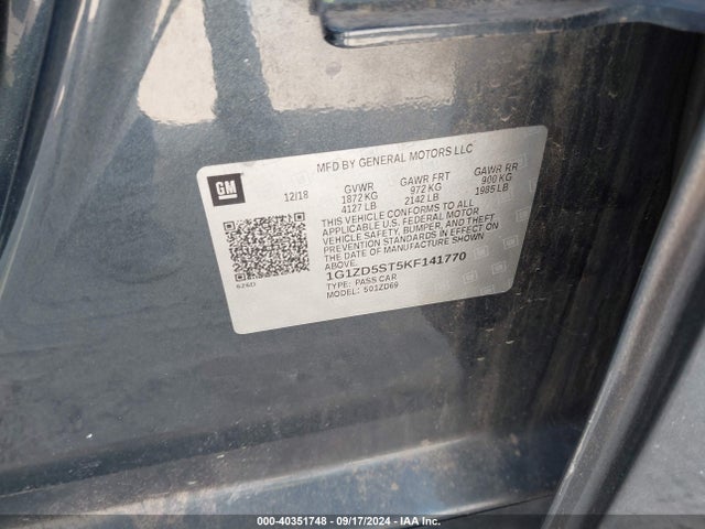 Chevrolet MALIBU LT 2019 1G1ZD5ST5KF141770 Image 9