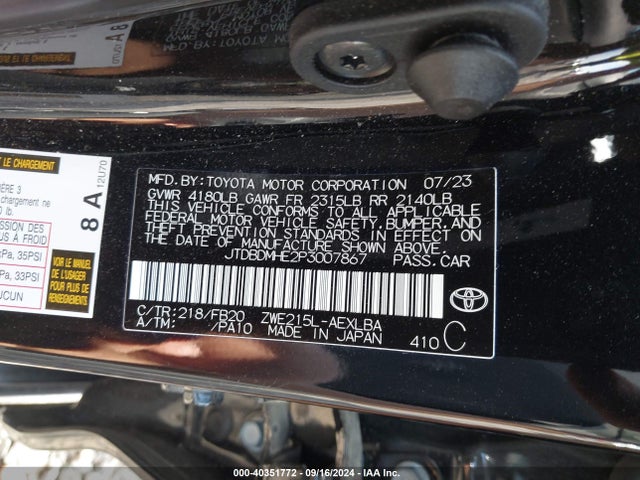 Toyota Corolla Hybrid Le 2023 JTDBDMHE2P3007867 Image 9