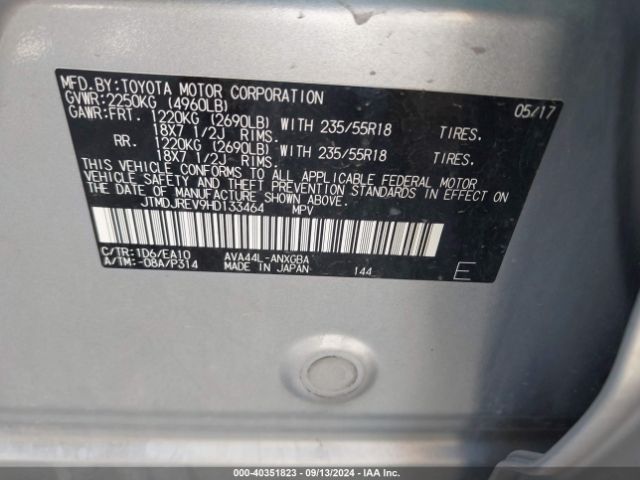 JTMDJREV9HD133464 Toyota Rav4 Hybrid Limited