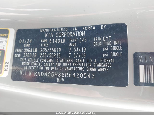 KNDNC5H36R6420543 KIA Carnival Mpv Ex