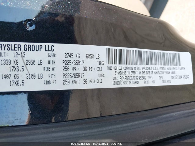 Dodge Grand Caravan Sxt 2014 2C4RDGCG2ER245246 Image 9