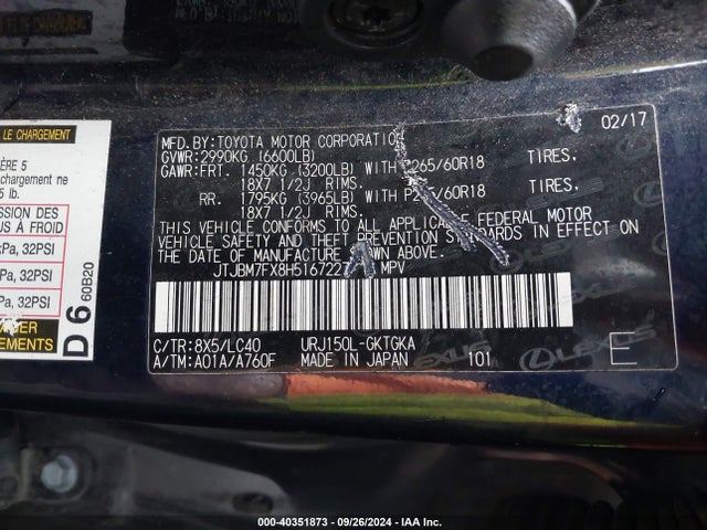 JTJBM7FX8H5167227 Lexus 460