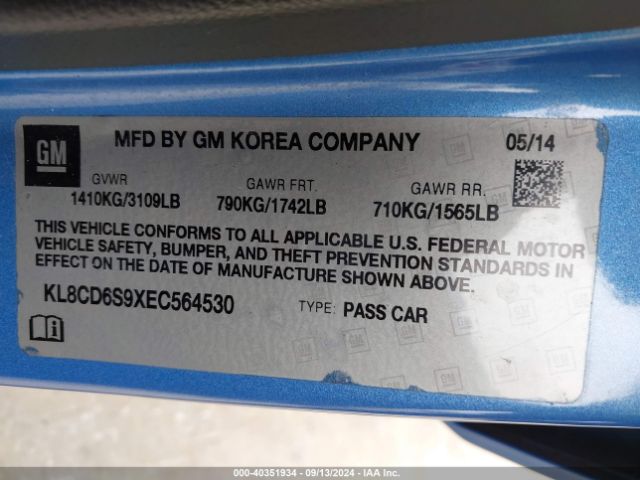 KL8CD6S9XEC564530 Chevrolet Spark 1lt Auto