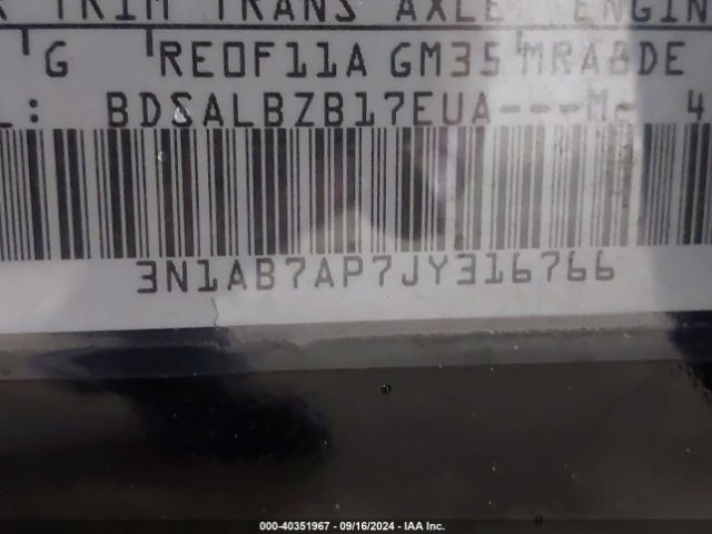 3N1AB7AP7JY316766 Nissan SENTRA S