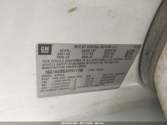 1GC1KUEG3FF611786 Chevrolet Silverado 2500hd Wt