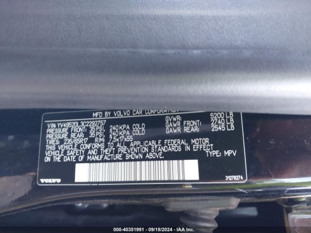 2012 VOLVO XC60 YV4952DL3C2292757 Photo 8