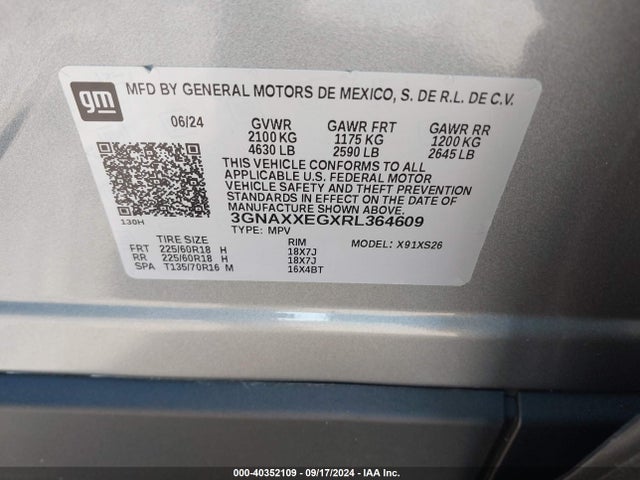Chevrolet Equinox Awd Premier 2024 3GNAXXEGXRL364609 Image 9