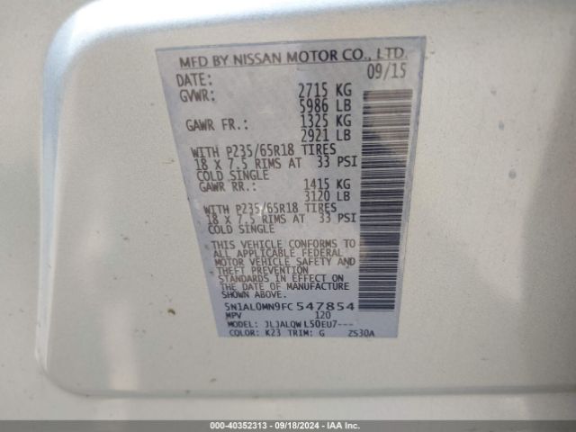 5N1AL0MN9FC547854 Infiniti QX60