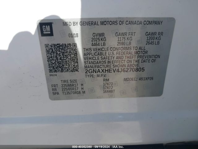 2GNAXHEV4J6270805 Chevrolet EQUINOX LS
