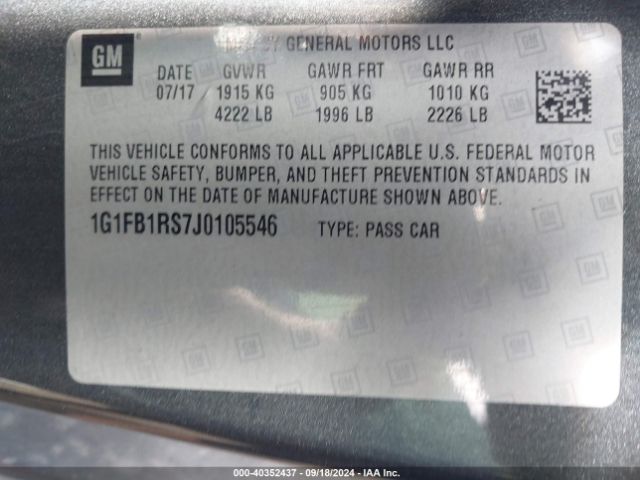 1G1FB1RS7J0105546 Chevrolet Camaro 1lt