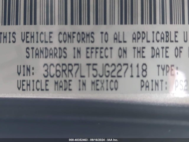 3C6RR7LT5JG227118 RAM 1500 Big Horn  4x4 5'7 Box