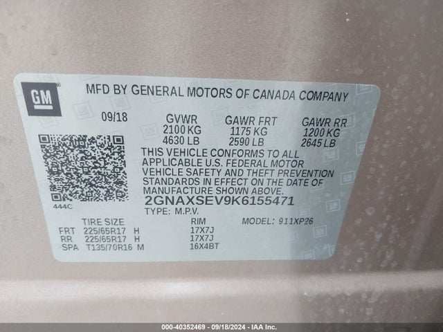Chevrolet EQUINOX LS 2019 2GNAXSEV9K6155471 Image 9