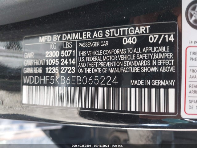 Mercedes-Benz E 350 2014 WDDHF5KB6EB065224 Image 9