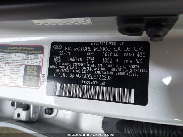 KIA RIO S 2020 3KPA24AD5LE322393 Image 9