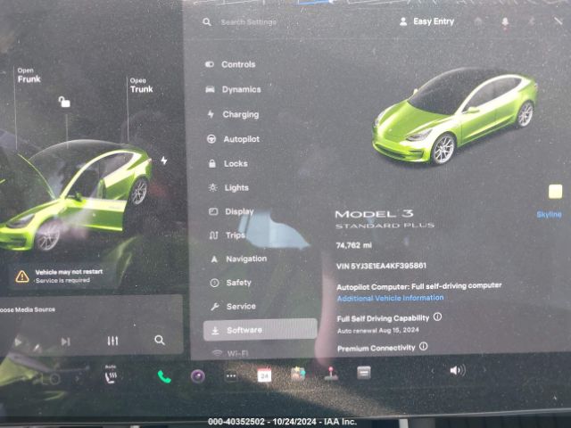 5YJ3E1EA4KF395861 Tesla Model 3 Long Range/mid Range/standard Range/standard Range Plus