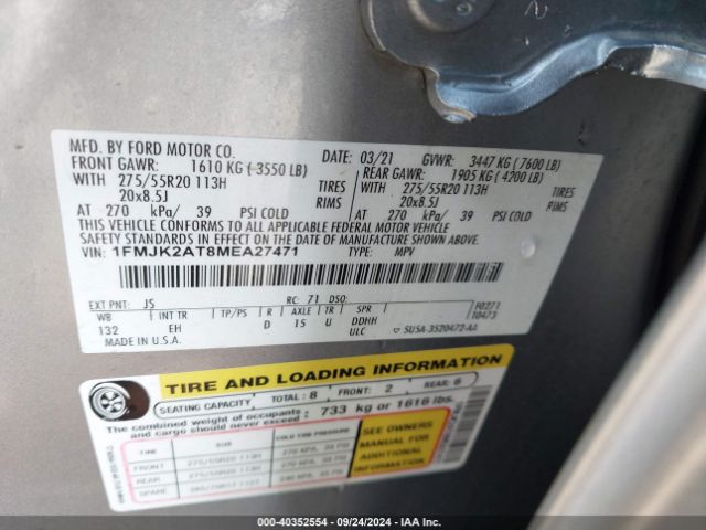 1FMJK2AT8MEA27471 Ford Expedition Limited Max