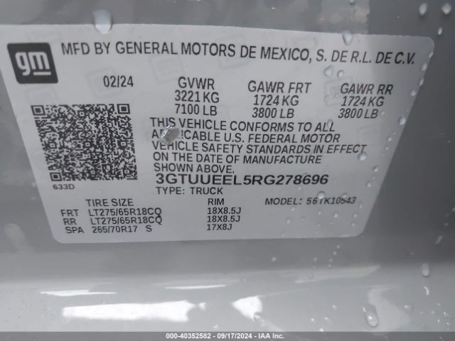3GTUUEEL5RG278696 GMC Sierra 1500 4wd  Short Box At4