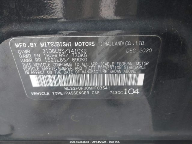 ML32FUFJ0MHF03541 Mitsubishi Mirage G4 Carbonite Edition/es/le