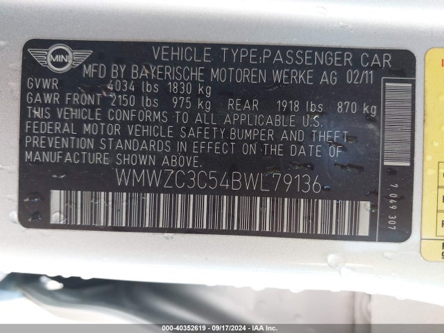 2011 MINI COOPER S COUNTRYMAN WMWZC3C54BWL79136 Photo 8