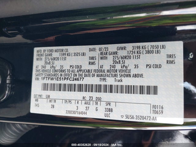 Ford F-150 Lariat 2023 1FTFW1E51PFC24677 Image 9
