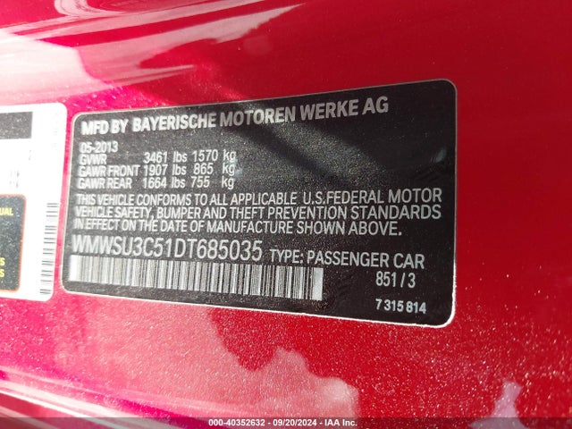 2013 MINI HARDTOP WMWSU3C51DT685035 Photo 8