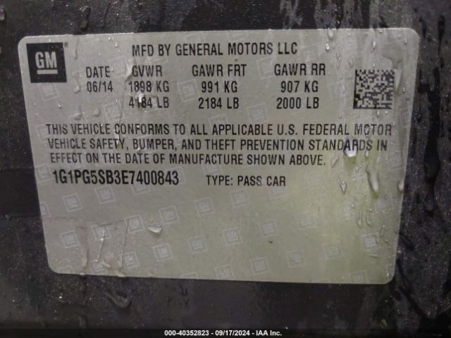 1G1PG5SB3E7400843 Chevrolet CRUZE LTZ