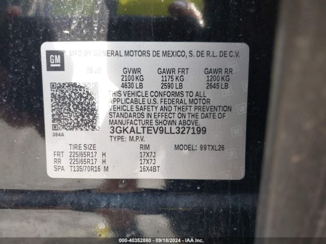3GKALTEV9LL327199 GMC Terrain Awd Sle