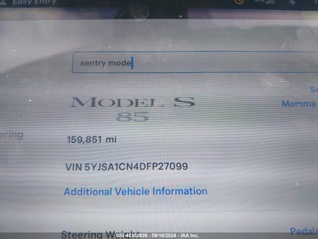 2013 TESLA MODEL S 5YJSA1CN4DFP27099 Photo 6