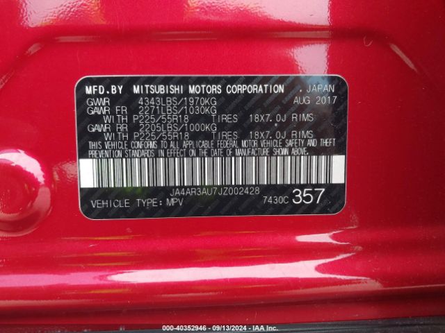 JA4AR3AU7JZ002428 Mitsubishi Outlander Sport 2.0 Es