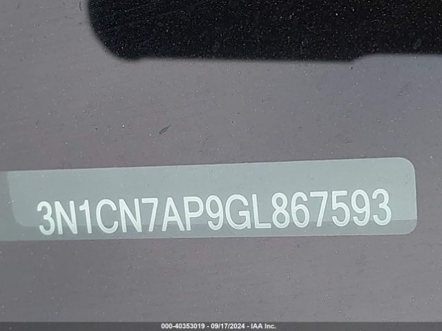 3N1CN7AP9GL867593 Nissan Versa 1.6 S/1.6 S+/1.6 Sl/1.6 Sv