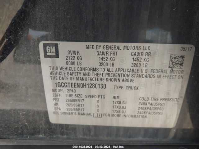 1GCGTEEN0H1280130 Chevrolet Colorado Zr2