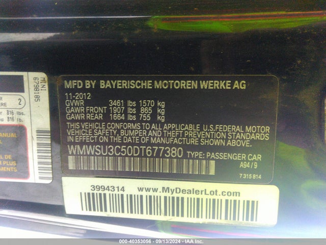 2013 MINI HARDTOP WMWSU3C50DT677380 Photo 8