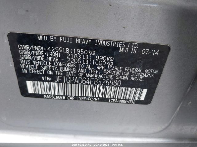 JF1GPAD64E8326980 Subaru Impreza 2.0i Premium
