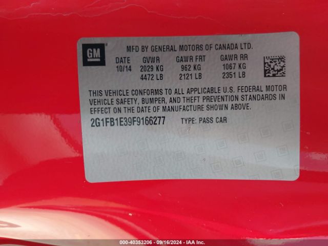 2G1FB1E39F9166277 Chevrolet Camaro 2ls