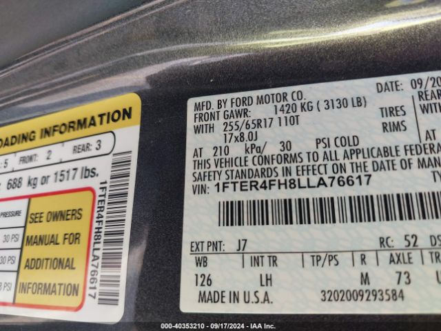 1FTER4FH8LLA76617 Ford Ranger Xlt
