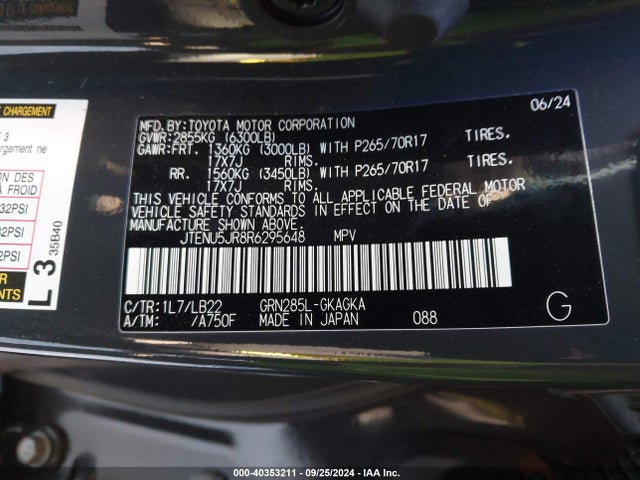 JTENU5JR8R6295648 Toyota 4runner Sr5 Premium