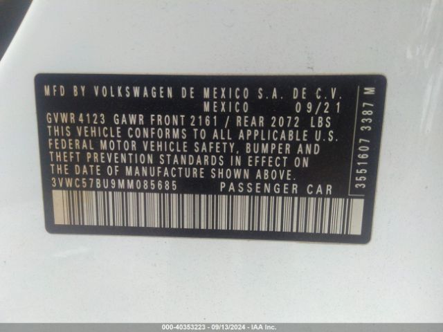 3VWC57BU9MM085685 Volkswagen Jetta 1.4t R-line/1.4t S/1.4t Se